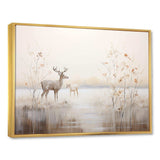 Beige Deer Charm In Winter - Animals Canvas Wall Art