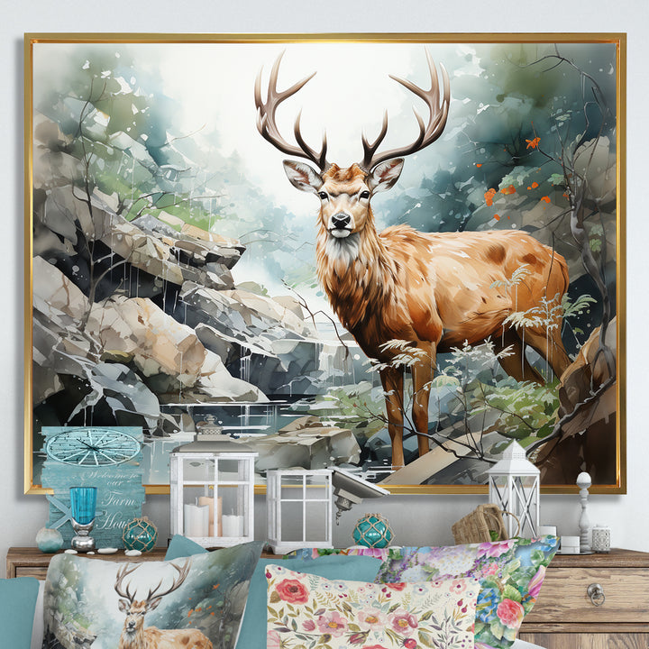 Deer Scenery Minimalism - Deer Home Decor Art