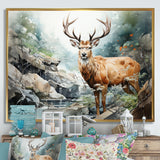 Deer Scenery Minimalism - Deer Home Decor Art