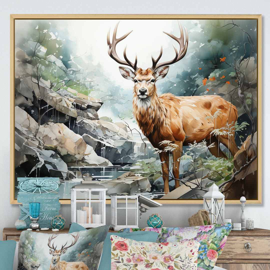 Deer Scenery Minimalism - Deer Home Decor Art