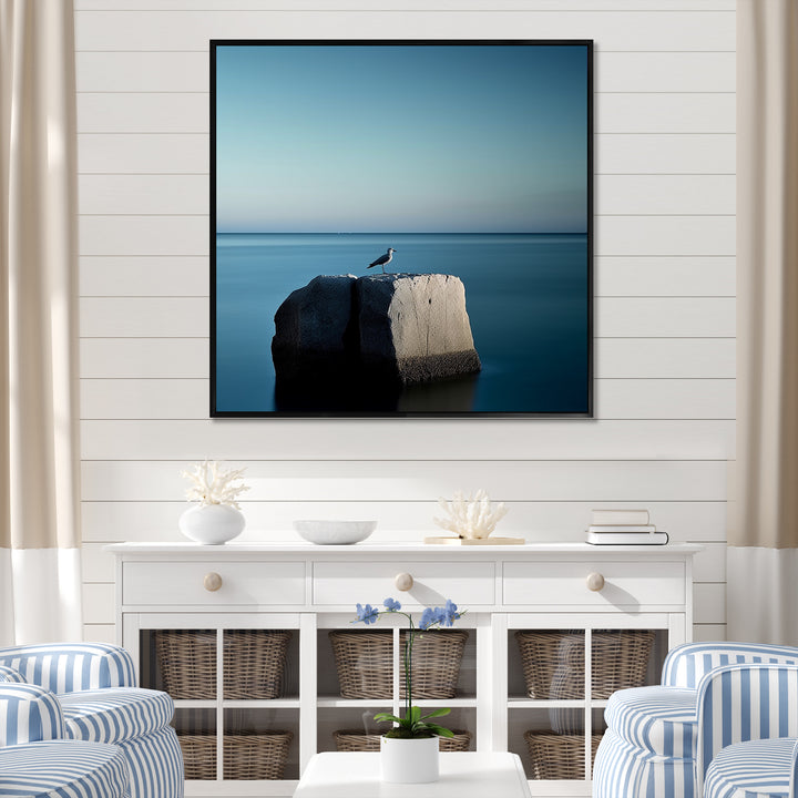 Coastal Seagull Scenery Minimalism - Coastal Animal Living Room Wall Art