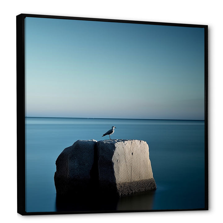 Coastal Seagull Scenery Minimalism - Coastal Animal Living Room Wall Art