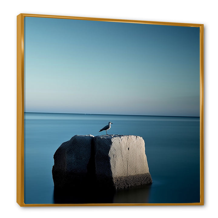Coastal Seagull Scenery Minimalism - Coastal Animal Living Room Wall Art
