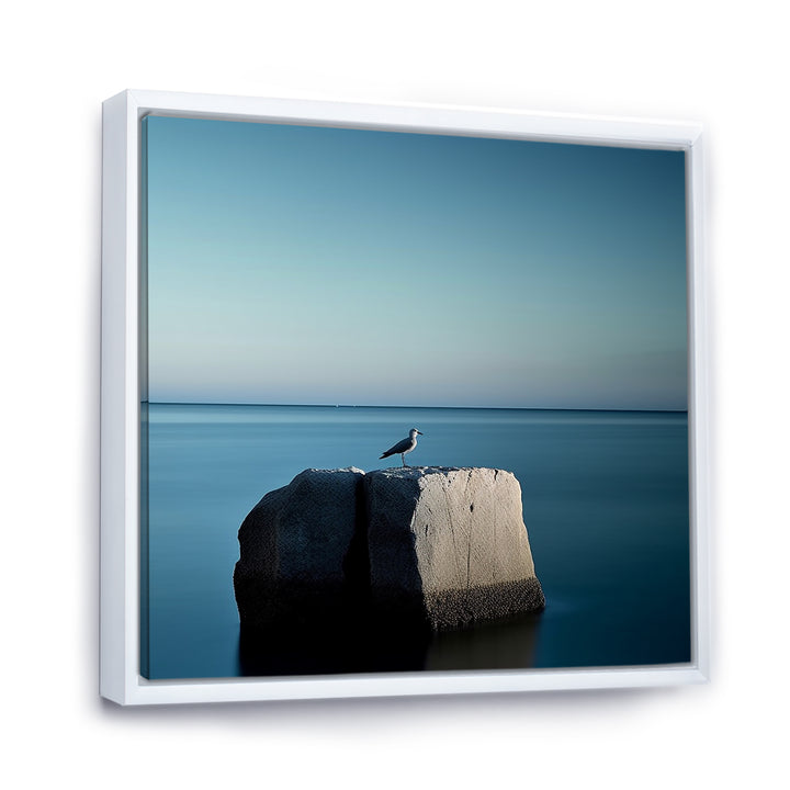 Coastal Seagull Scenery Minimalism - Coastal Animal Living Room Wall Art