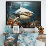 Minimalism Shark Hunting - Coastal Animal Bedroom Wall Art