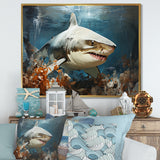 Minimalism Shark Hunting - Coastal Animal Bedroom Wall Art