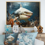 Minimalism Shark Hunting - Coastal Animal Bedroom Wall Art