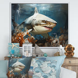 Minimalism Shark Hunting - Coastal Animal Bedroom Wall Art
