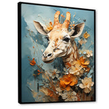 Blue And Beige Giraffe Portrait - Giraffe Canvas Wall Art