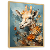 Blue And Beige Giraffe Portrait - Giraffe Canvas Wall Art
