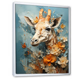 Blue And Beige Giraffe Portrait - Giraffe Canvas Wall Art