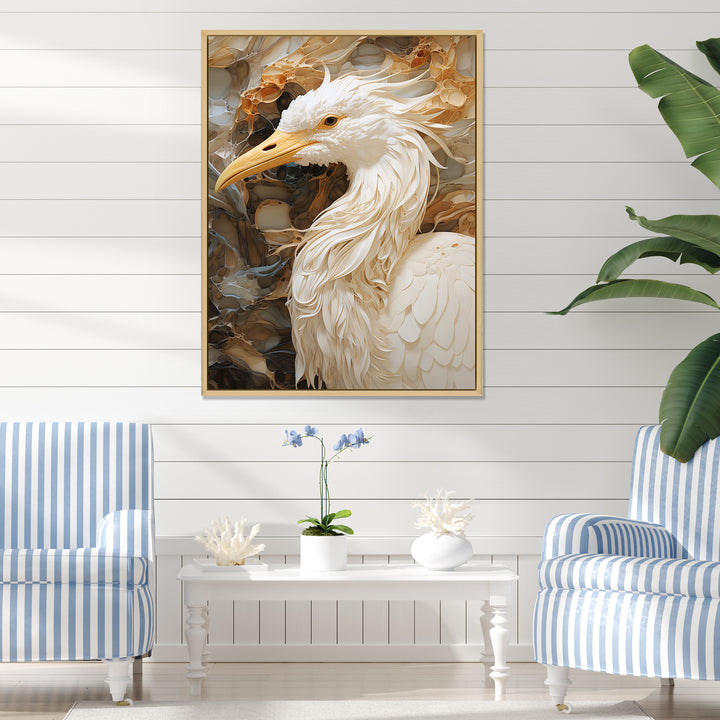 Modern Beige Heron Portrait - Heron Wall Decor