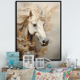 Minimal Beige And White Horse Portrait - Horse Wall Decor
