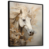 Minimal Beige And White Horse Portrait - Horse Wall Decor