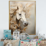 Minimal Beige And White Horse Portrait - Horse Wall Decor