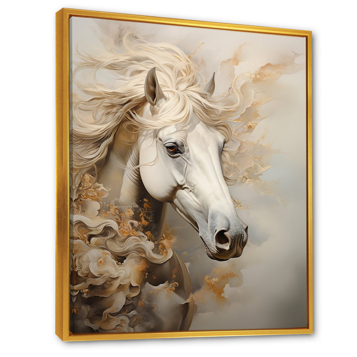 Minimal Beige And White Horse Portrait - Horse Wall Decor