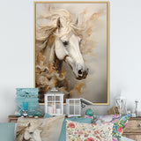 Minimal Beige And White Horse Portrait - Horse Wall Decor
