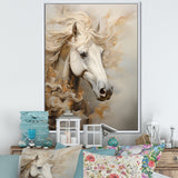 Minimal Beige And White Horse Portrait - Horse Wall Decor