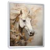 Minimal Beige And White Horse Portrait - Horse Wall Decor