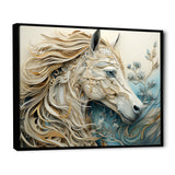 Minimal Blue And White Horse Portrait - Horse Wall Art Prints