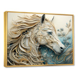 Minimal Blue And White Horse Portrait - Horse Wall Art Prints