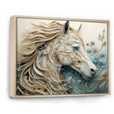 Minimal Blue And White Horse Portrait - Horse Wall Art Prints