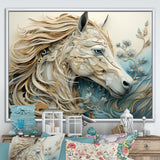Minimal Blue And White Horse Portrait - Horse Wall Art Prints