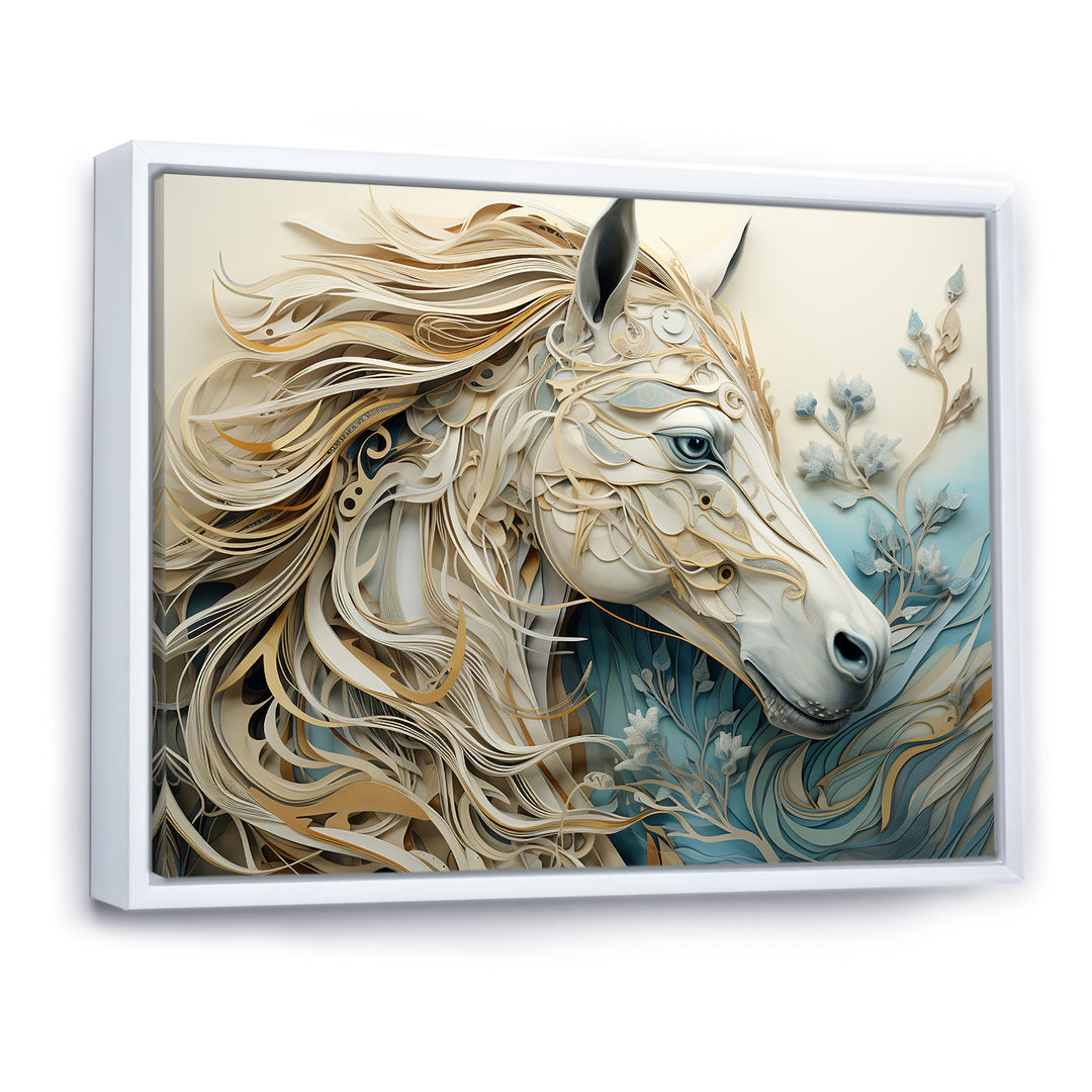Minimal Blue And White Horse Portrait - Horse Wall Art Prints