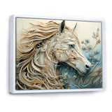 Minimal Blue And White Horse Portrait - Horse Wall Art Prints