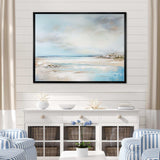 Beige And Blue Beach Minimal Horizon I - Coastal Canvas Wall Art