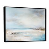 Beige And Blue Beach Minimal Horizon I - Coastal Canvas Wall Art