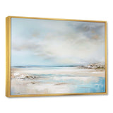 Beige And Blue Beach Minimal Horizon I - Coastal Canvas Wall Art