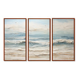 Beige And Blue Coastal Beach Paint - 3-Piece Canvas Wall Art