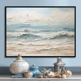 Beige And Blue Coastal Beach Paint - Coastal Canvas Wall Art