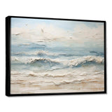 Beige And Blue Coastal Beach Paint - Coastal Canvas Wall Art