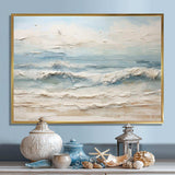 Beige And Blue Coastal Beach Paint - Coastal Canvas Wall Art