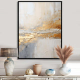 Golden And Beige Abstract Fusion I - Coastal Canvas Wall Art