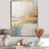 Golden And Beige Abstract Fusion I - Coastal Canvas Wall Art