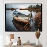 Coastal Boat Charm In Autumn - Coastal Canvas Wall Art