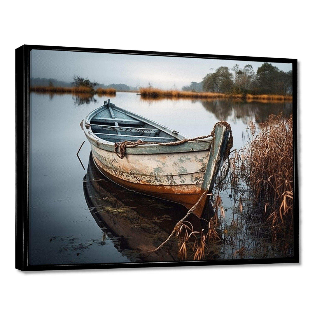 Coastal Boat Charm In Autumn - Coastal Canvas Wall Art