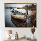 Coastal Boat Charm In Autumn - Coastal Canvas Wall Art