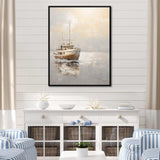 Minimalism Fishing Boat Horizon - Coastal Canvas Wall Art