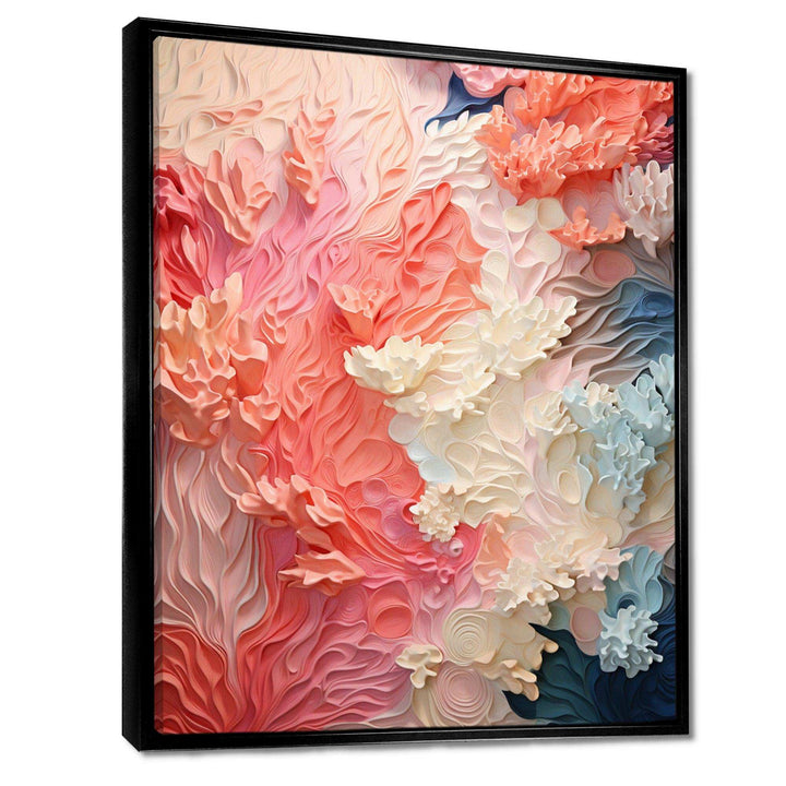 Pink And White Coastal Coral Collage - Animals Canvas Wall Art