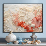 Pink And White Coastal Coral Collage V - Animals Canvas Wall Art