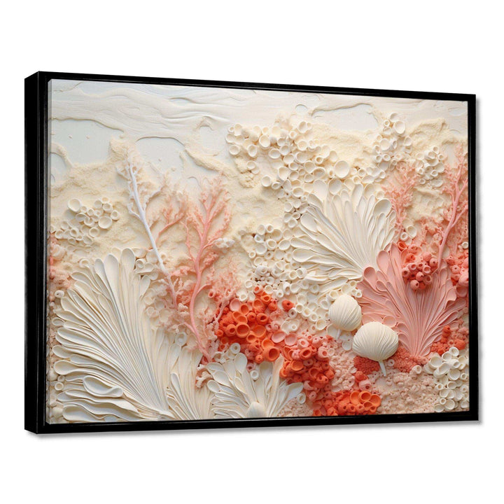 Pink And White Coastal Coral Collage V - Animals Canvas Wall Art