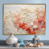 Pink And White Coastal Coral Collage V - Animals Canvas Wall Art