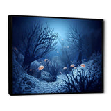 Blue And Black Underwater World - Animals Canvas Wall Art