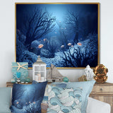 Blue And Black Underwater World - Animals Canvas Wall Art