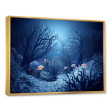 Blue And Black Underwater World - Animals Canvas Wall Art