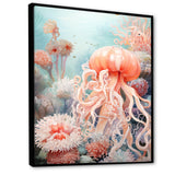 Pink Jellyfish Undersea Wonders - Jellyfish Framed Canvas Art